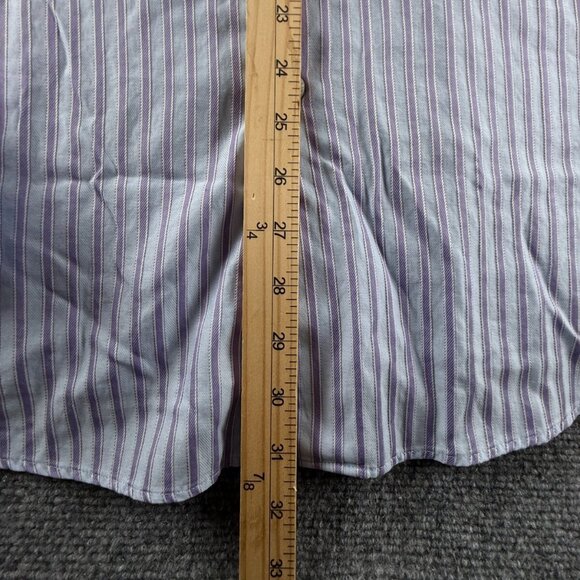 Thomas Pink Long Sleeve Button Up Shirt Cotton Slim Fit 17 French Cuff Striped - Picture 4 of 15